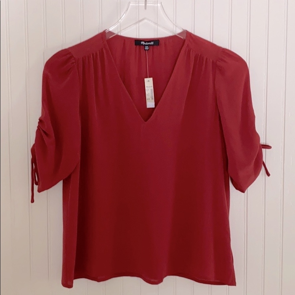 Madewell Silk Cinch-Sleeve Top